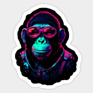 Digitally Distressed Space Chimp Sticker